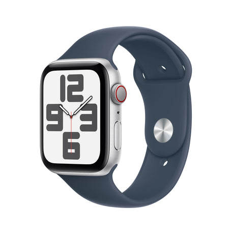 Apple Watch SE (2023), 44mm, OLED, Aluminium Case Silber, WLAN, LTE, GPS, Sport Band S/M Storm Blue Apple- Handy24