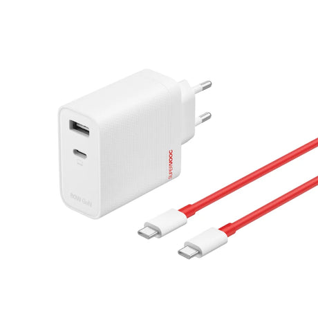 OnePlus 80W Dual Ports SUPERVOOC Ladegerät Type-C + A mit USB-C Kabel - Weiß