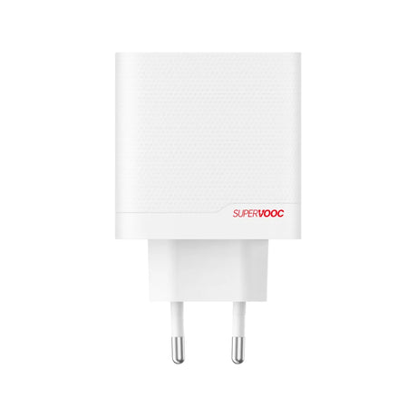OnePlus 80W Dual Ports SUPERVOOC Ladegerät Type-C + A mit USB-C Kabel - Weiß