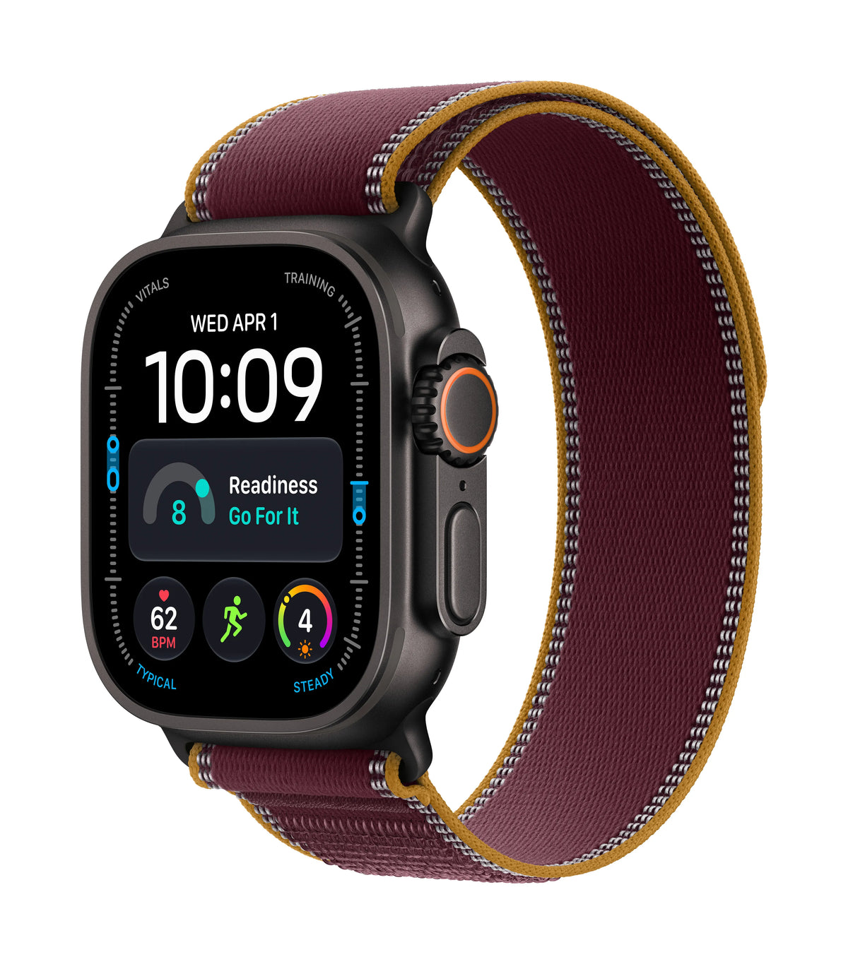 Apple Watch Ultra 4 (2026) 5G 49mm Black Titanium Case with Burgundy Trail Loop M/L - Burgundy