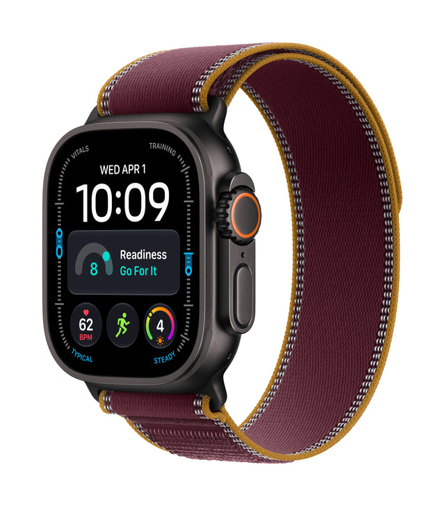 Apple Watch Ultra 4 (2026) 5G 49mm Black Titanium Case with Burgundy Trail Loop M/L - Burgundy