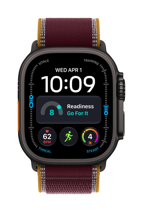 Apple Watch Ultra 4 (2026) 5G 49mm Black Titanium Case with Burgundy Trail Loop M/L - Burgundy