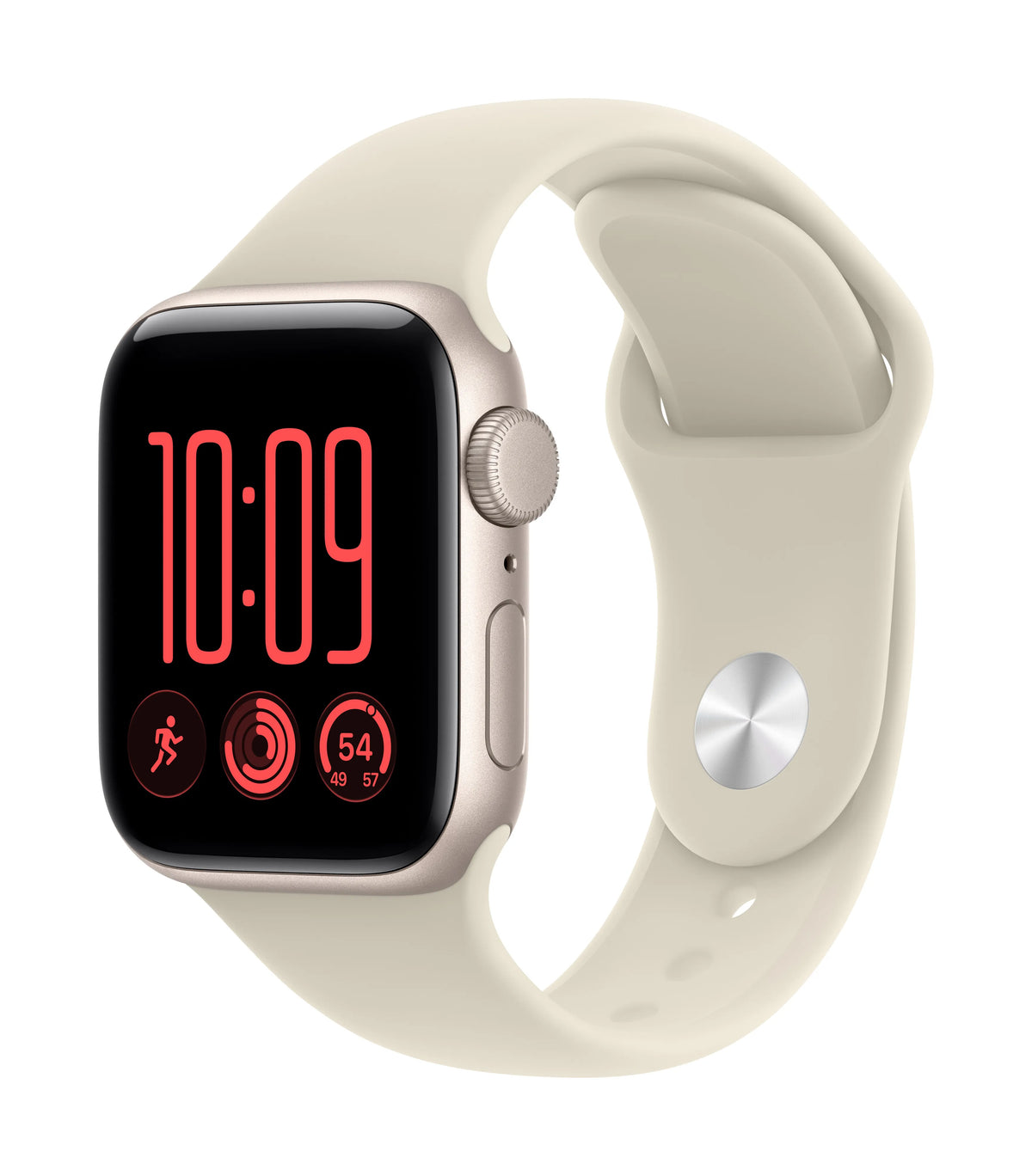 Apple Watch SE 3 (2026) GPS 40mm Starlight Aluminium Case mit Sand Sport Band S/M - Starlight