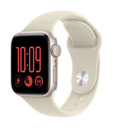Apple Watch SE 3 (2026) GPS 40mm Starlight Aluminium Case mit Sand Sport Band S/M - Starlight
