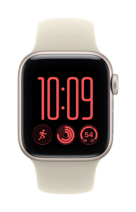 Apple Watch SE 3 (2026) GPS 40mm Starlight Aluminium Case mit Sand Sport Band S/M - Starlight