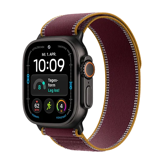 Apple Watch Ultra 4 (2026) 5G 49mm Black Titanium Case with Trail Loop Burgundy - Titanium Black