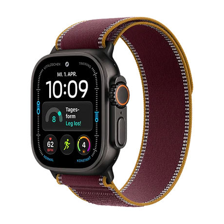 Apple Watch Ultra 4 (2026) 5G 49mm Black Titanium Case with Trail Loop Burgundy - Titanium Black
