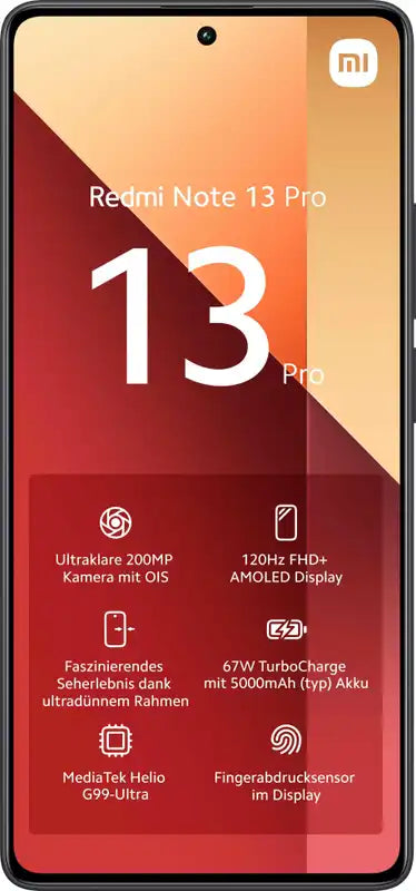 Xiaomi Redmi Note 13 Pro, 16,9 cm (6.67"), 8 GB, 256 GB, 200 MP, Android 13, Schwarz